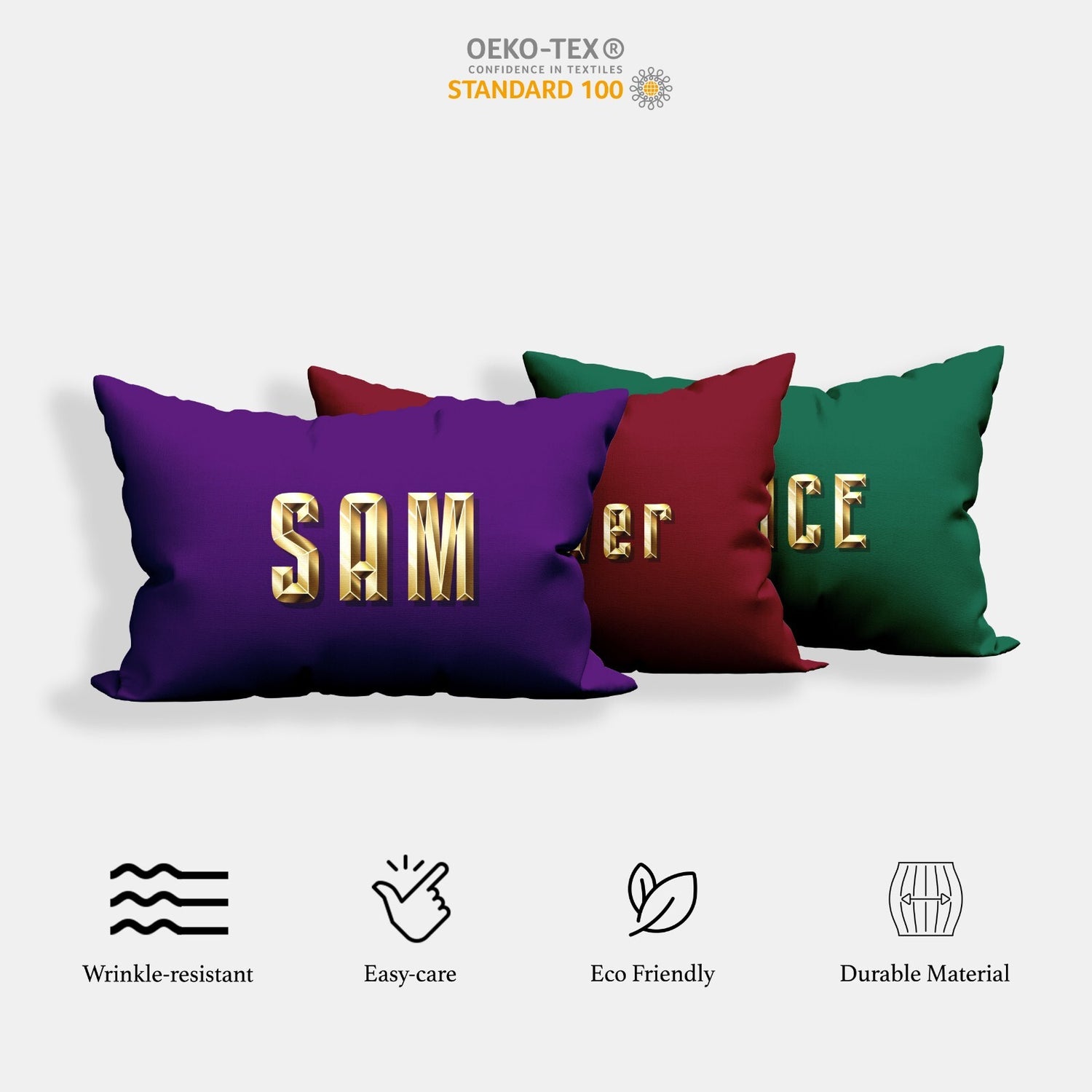 Personalised Name Gold Brick Letters Customised Printed Soft Pillowcase Pillow