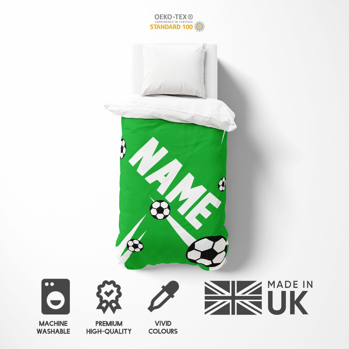 Personalised Custom Name Football Strike Kid Single Bed Duvet Cover + Pillowcase