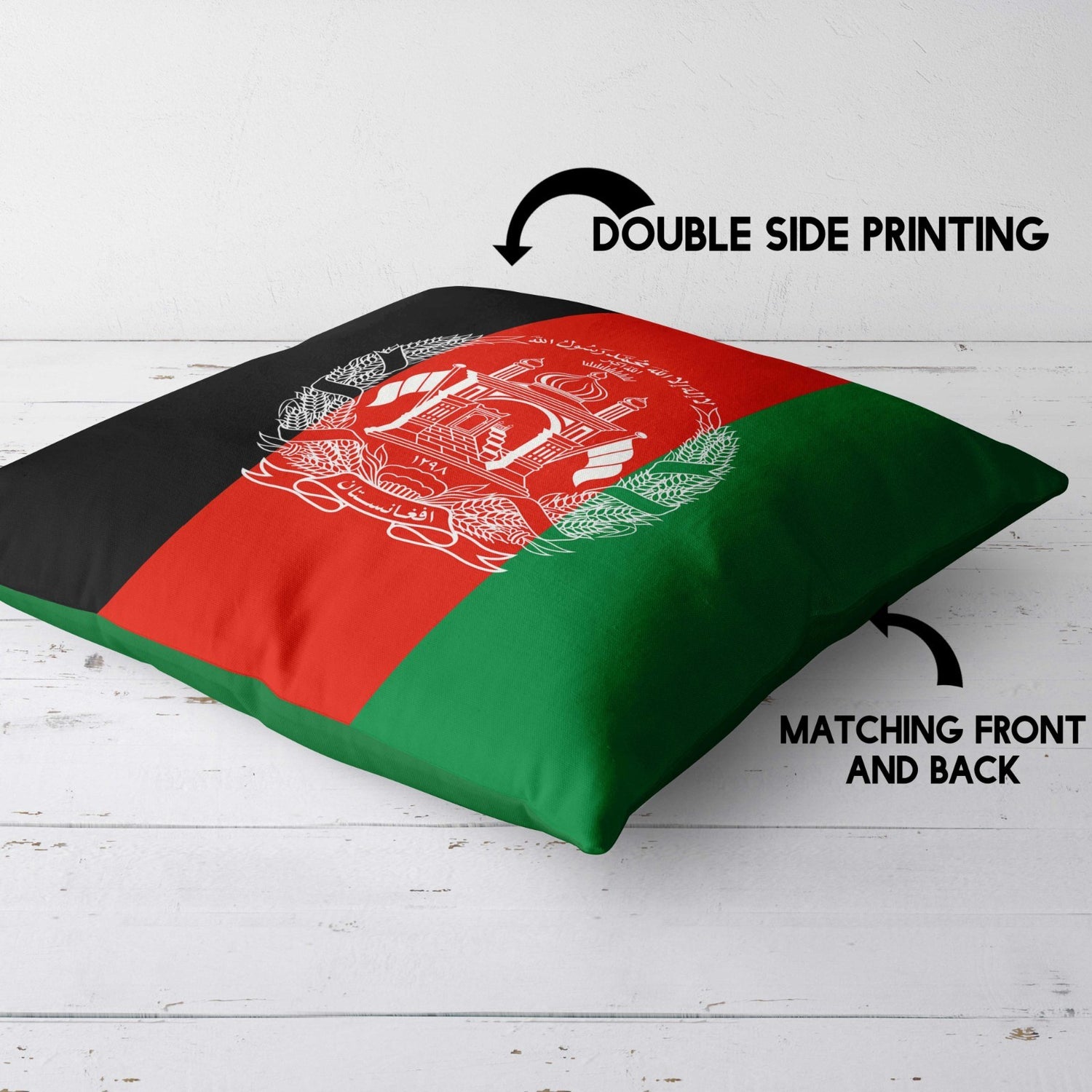 Afghanistan Flag Design Filled Square Cushion - Decorative Throw Gift Any Size