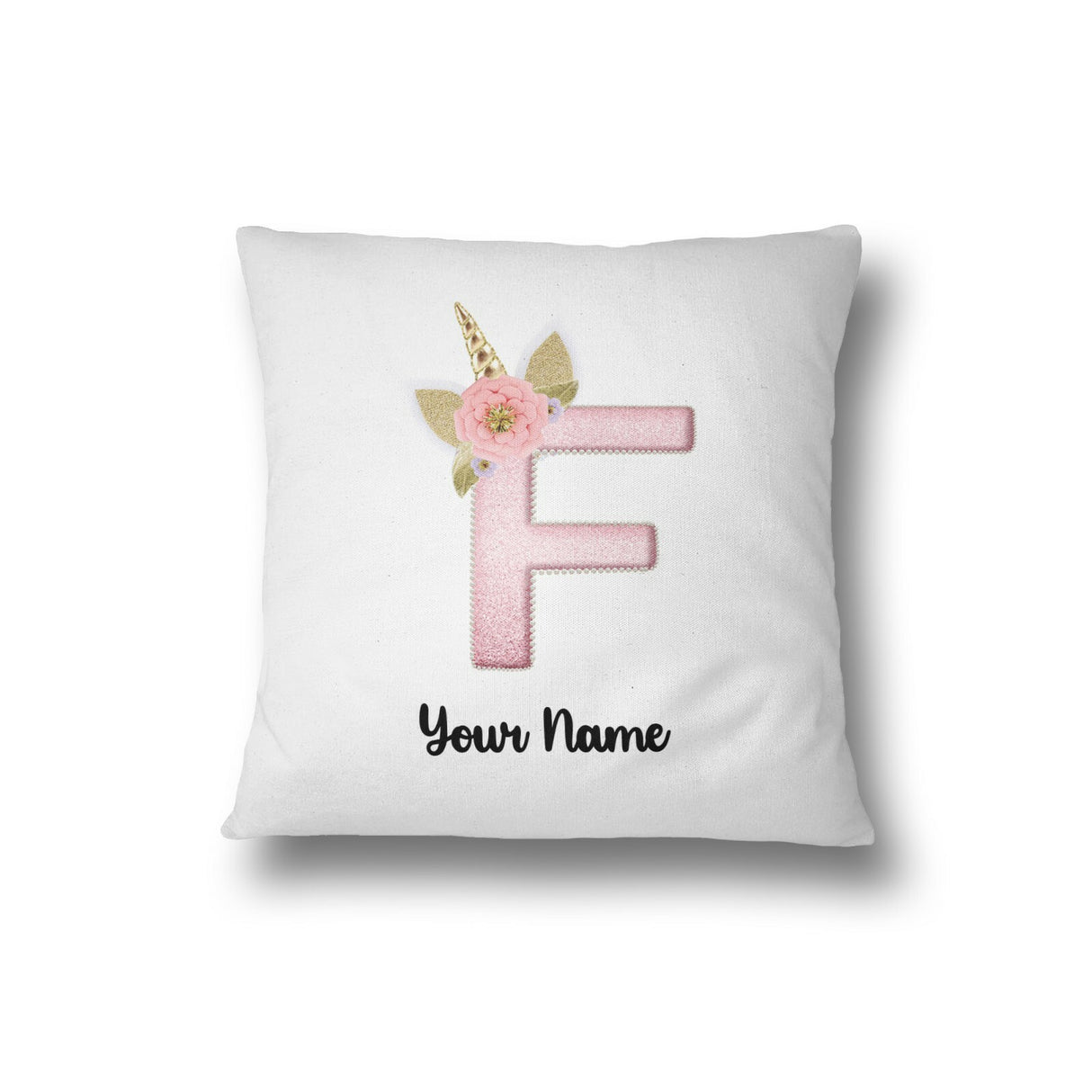 Personalised Unicorn Sparkly Kids Girls Monogram Alphabet Initial Letter Cushion
