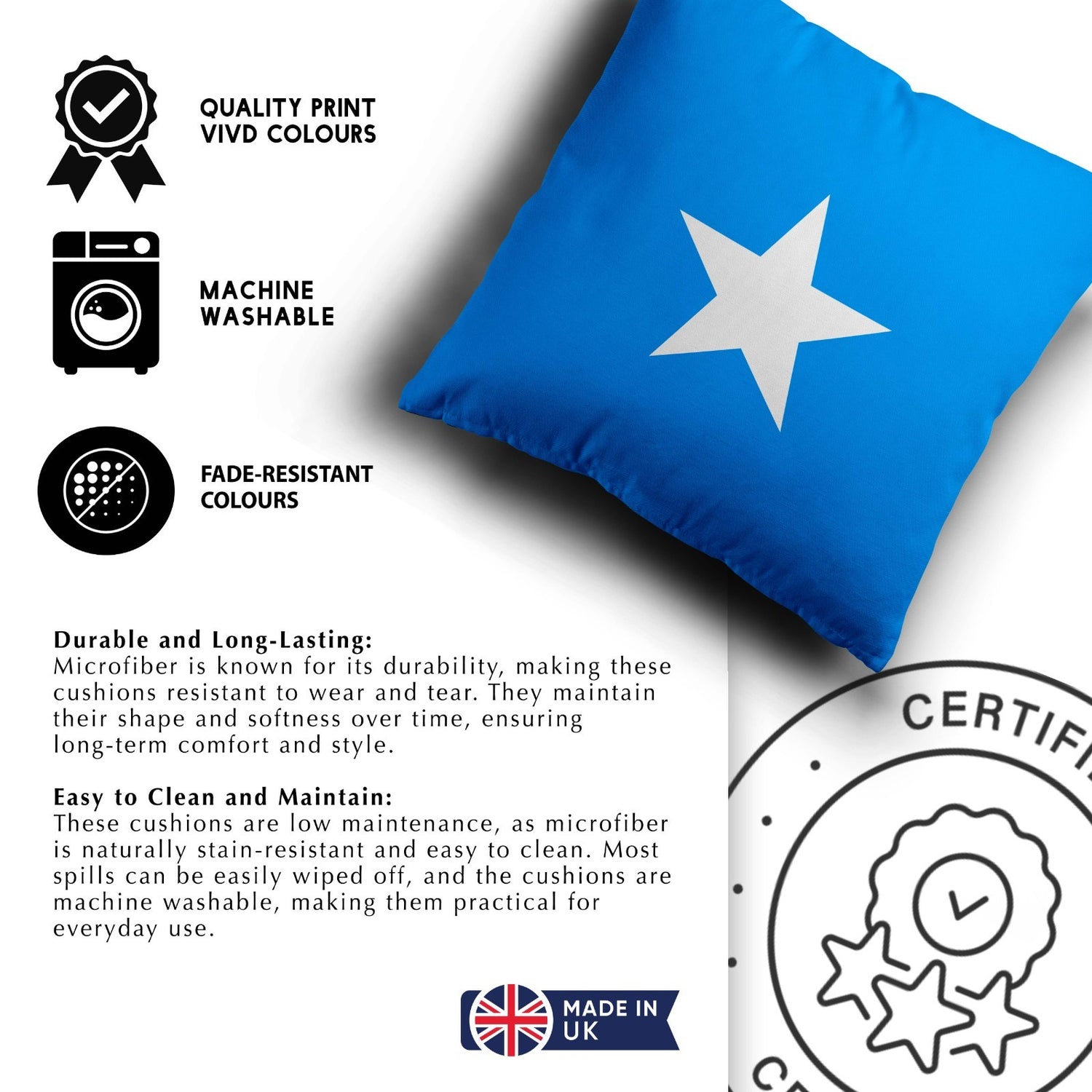 Somalia Flag Design Filled Square Cushion Decorative Throw Gift Any Size Patriot