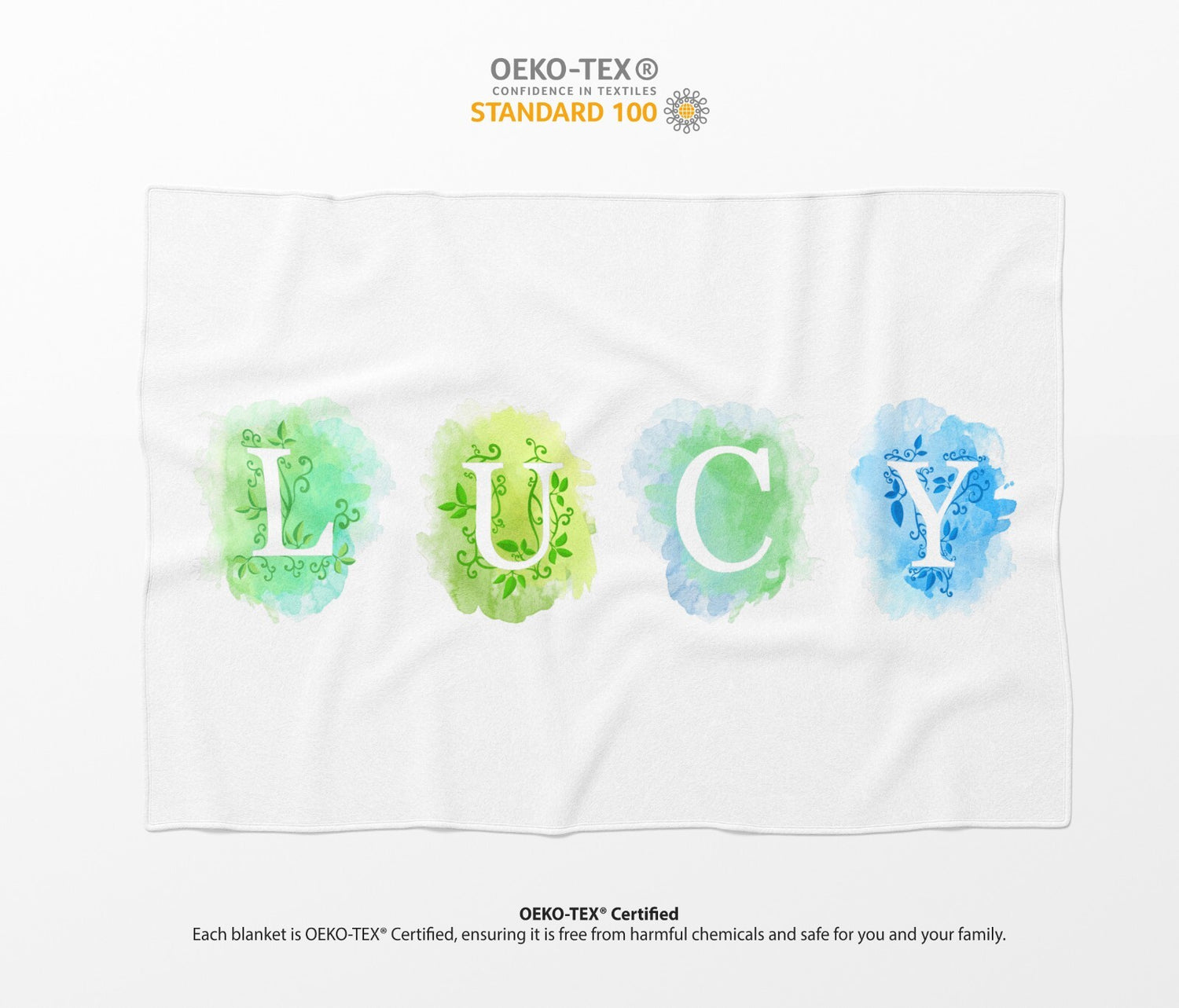 Personalised Name Watercolour Letter Novelty Soft Fleece Mink Blanket Gift Decor