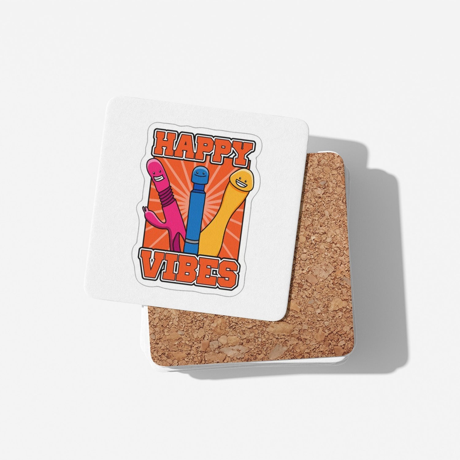 Happy Vibes Rude Cheeky Funny Gift Coffee Tea Mug + Coaster Option For Him Her