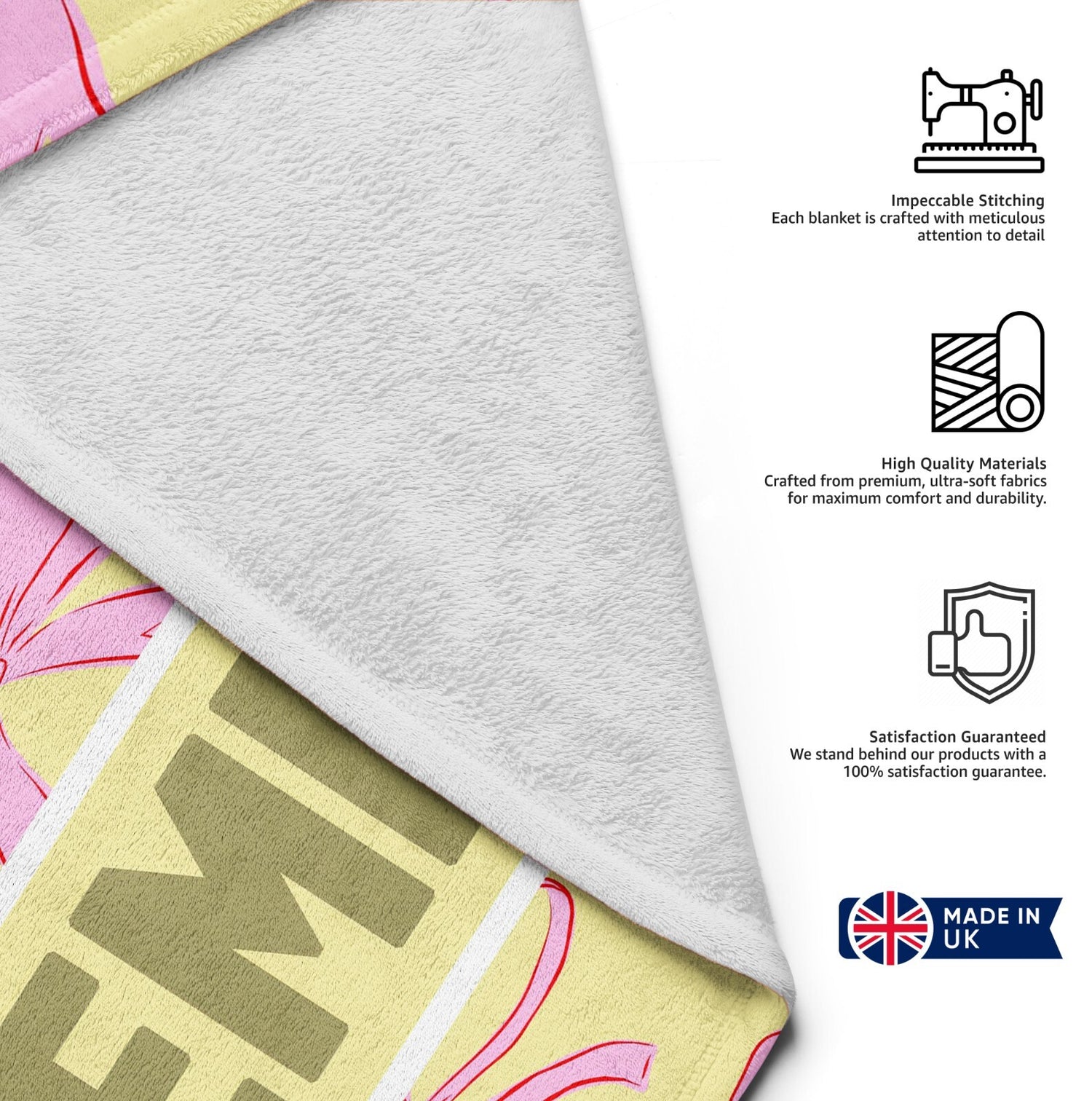 Personalised Name Coloured Pink Bows Printed Soft Warm Fleece Blanket Decor