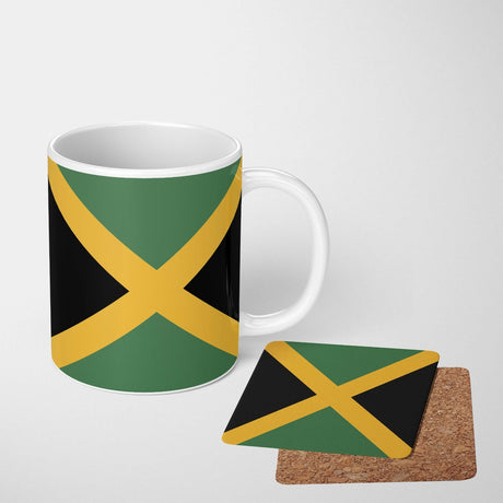 Jamaica Flag Jamaican Custom Printed Coffee Tea Mug Cup Set Coaster Gift Him Her