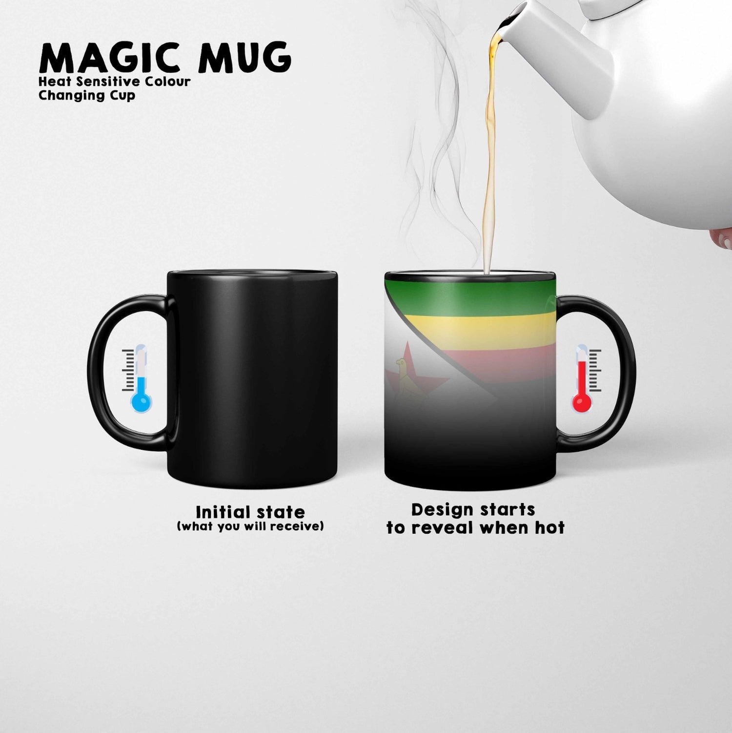 Zimbabwe Flag Patriotic Tea Coffee Gift Heat Sensitive Magic Colour Changing Mug