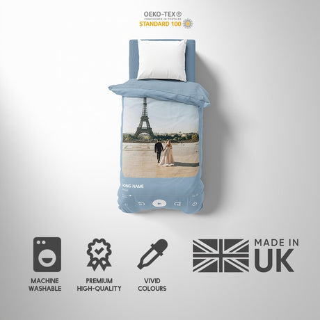 Upload Your Photo Music Player Personalised Soft Single Size Bed Duvet Cover