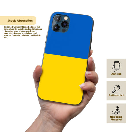 Ukraine Flag Patriotic iPhone Case Printed Black TPU Cover Protector Custom Gift