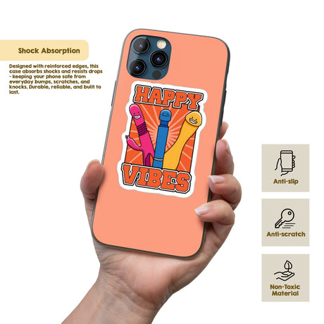 Happy Vibes Rude Funny - Personalised Custom Cover - Printed iPhone Black Case