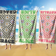 Personalised Custom Name Retro Daisy Check Soft Absorbent Beach Bath Sheet Towel