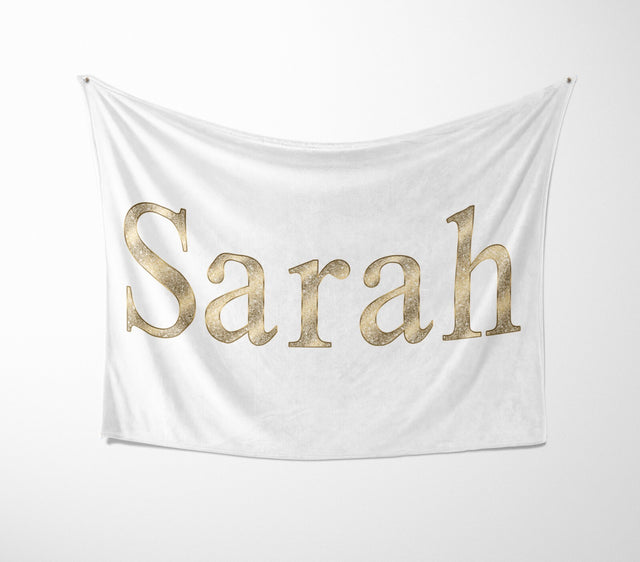 Personalised Name Vector Golden Alphabet Soft Fleece Mink Blanket Gift Decor