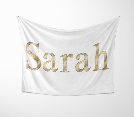 Personalised Name Vector Golden Alphabet Soft Fleece Mink Blanket Gift Decor