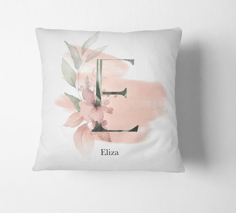 Personalised Gentle Blush Floral Pink Name Monogram Cushion Cover Case & Insert