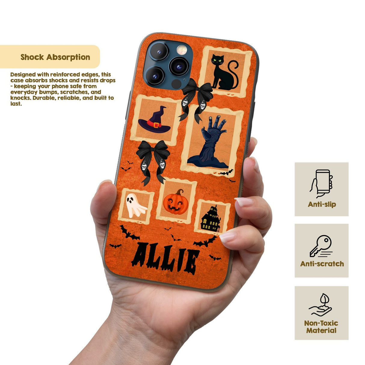 Halloween Spooky Name Personalised Custom Printed iPhone Black Case Cover Gift