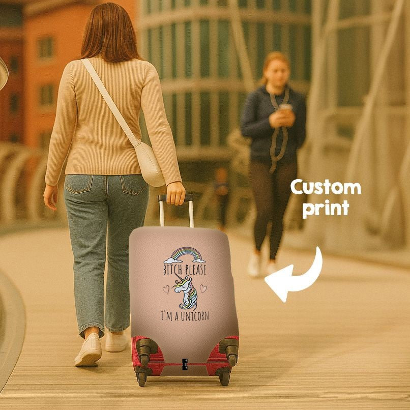 B*itch Please I'm a Unicorn Luggage Cover – Gift Personalised Suitcase Protector