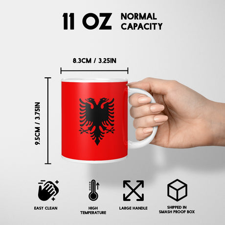 Albania Flag Patriotic Coffee Tea Mug Cup Set Coaster Home Gift Him Her Custom