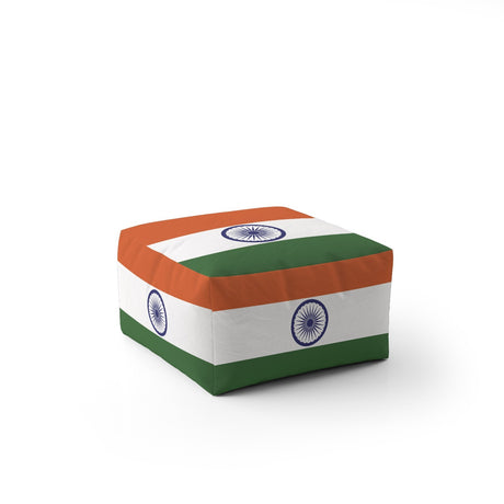 Indian Flag India Design Ottoman Filled Pouffe Footrest Washable Cover Custom