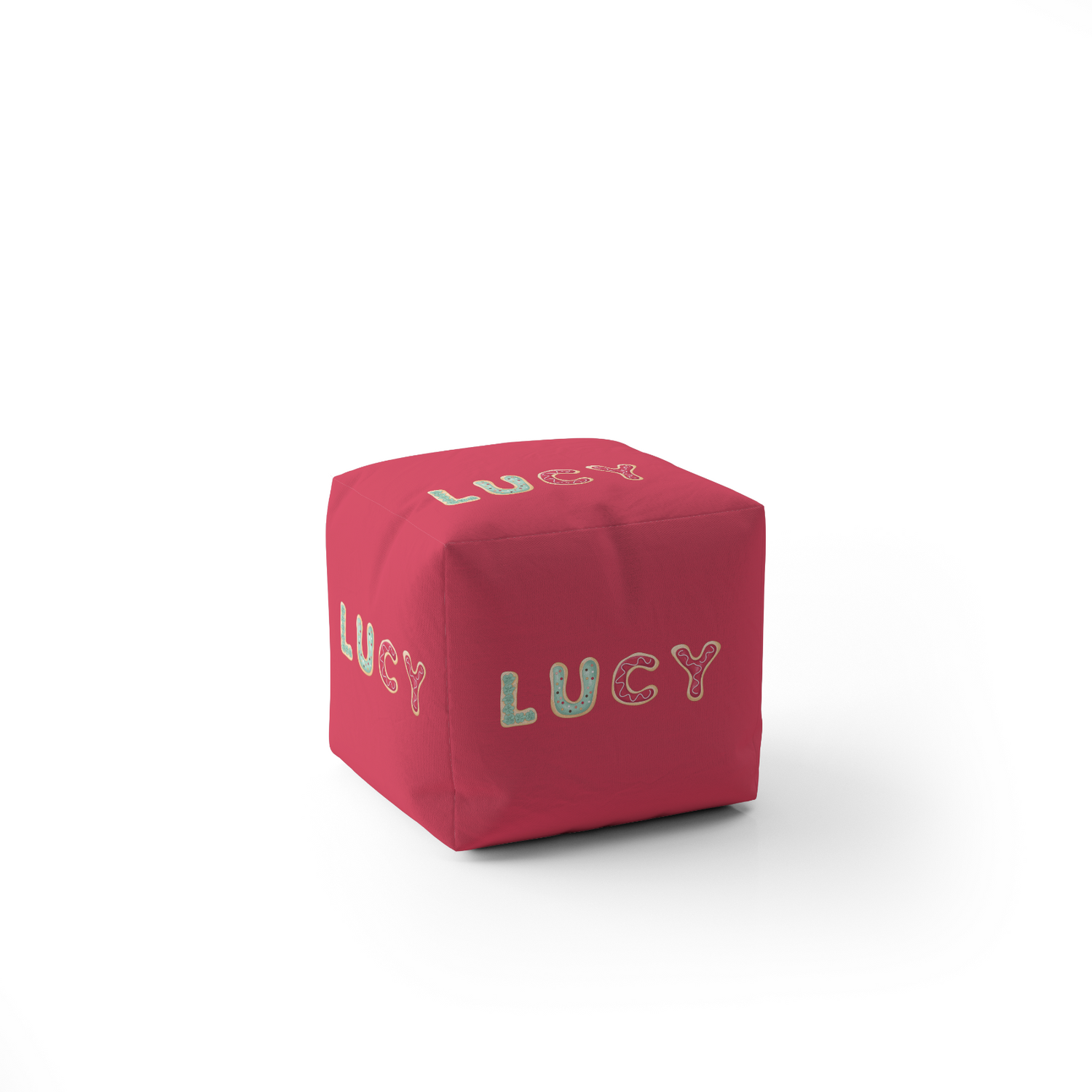 Personalised Any Name Cookie Alphabet Font Ottoman Filled Pouffe Washable Cover