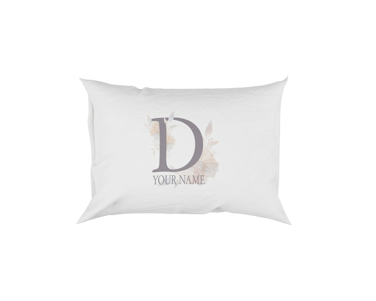 Personalised Misty Dusty Pastel Alphabet Floral Name Initial Letter Pillow Case