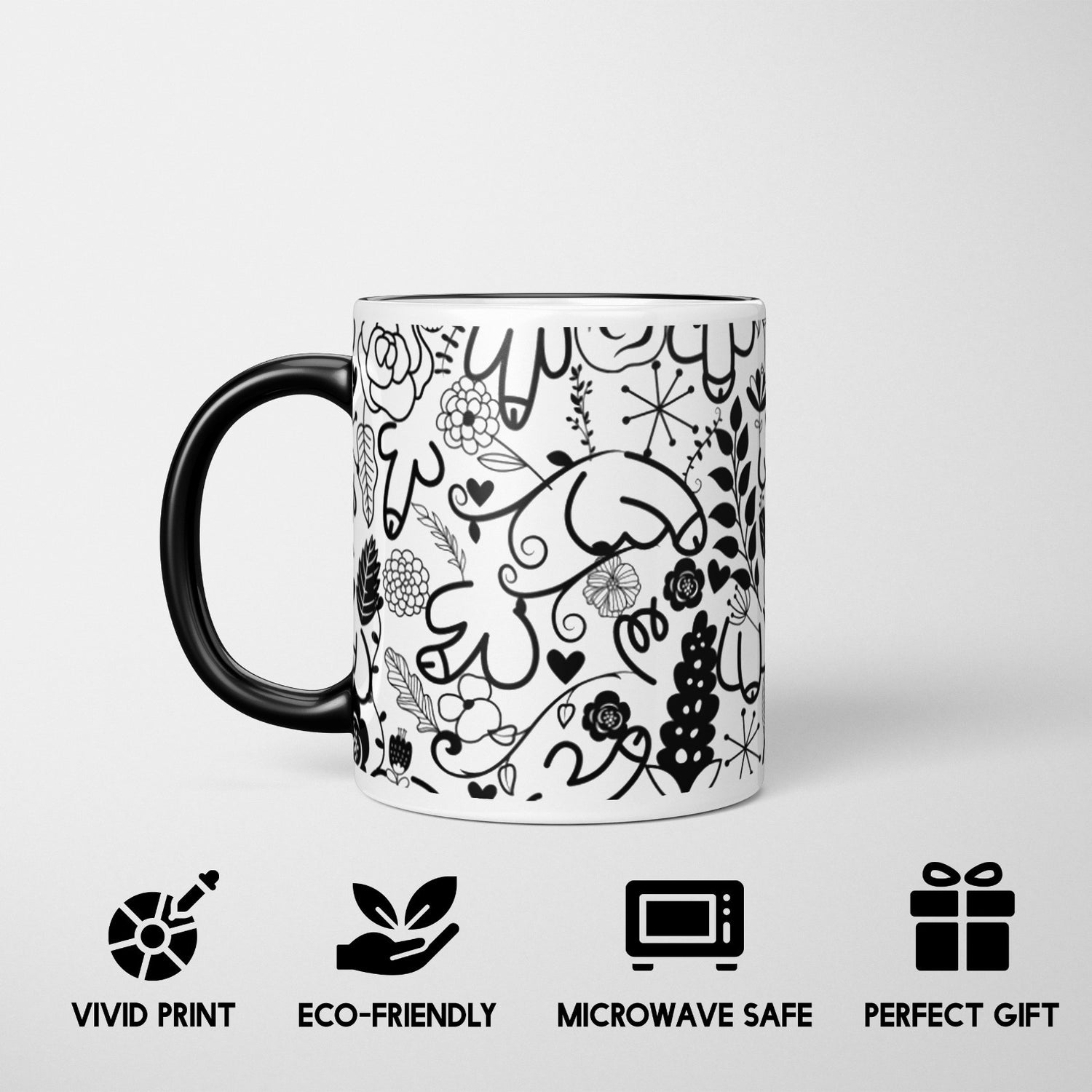 Floral Willy Pattern  DesignHeat Sensitive Magic Colour Changing Mug Novelty Cup