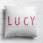 Personalised Name Pink Rose Petals Soft Square Filled Cushion Throw Decor Gift