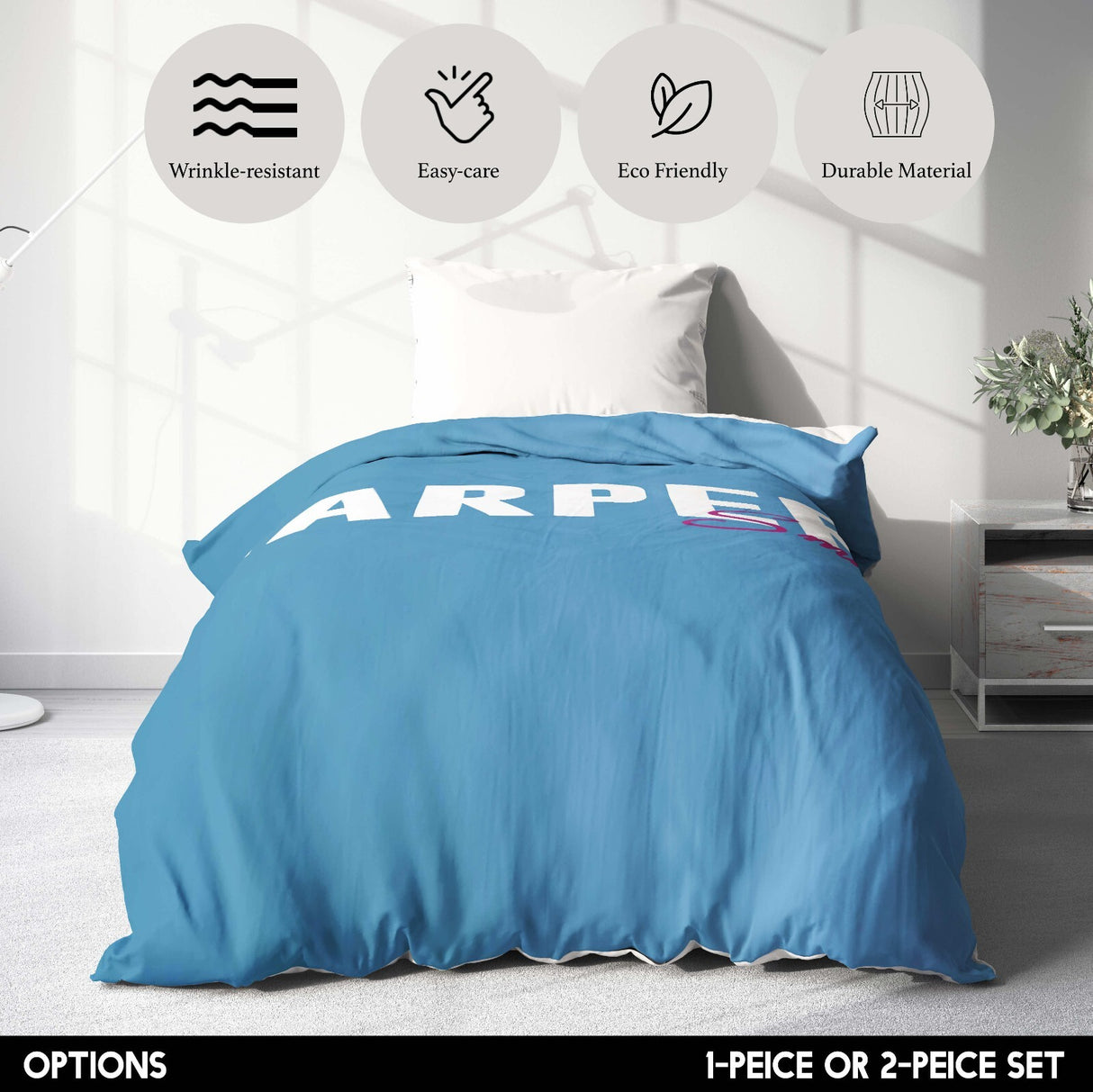 Personalised Name Gradient Two Tone Coloured Single Bed Duvet Cover + Pillowcase
