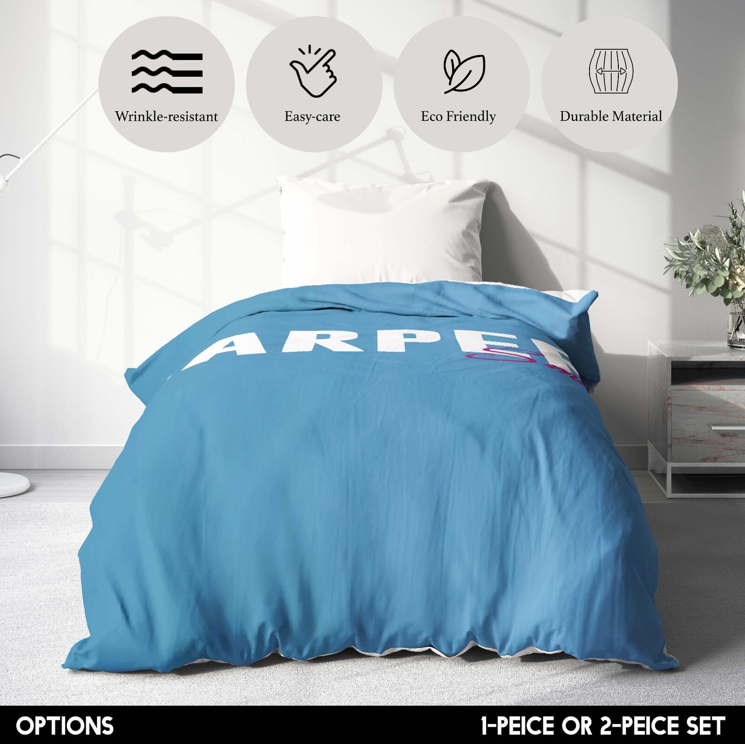 Personalised Name Gradient Two Tone Coloured Single Bed Duvet Cover + Pillowcase