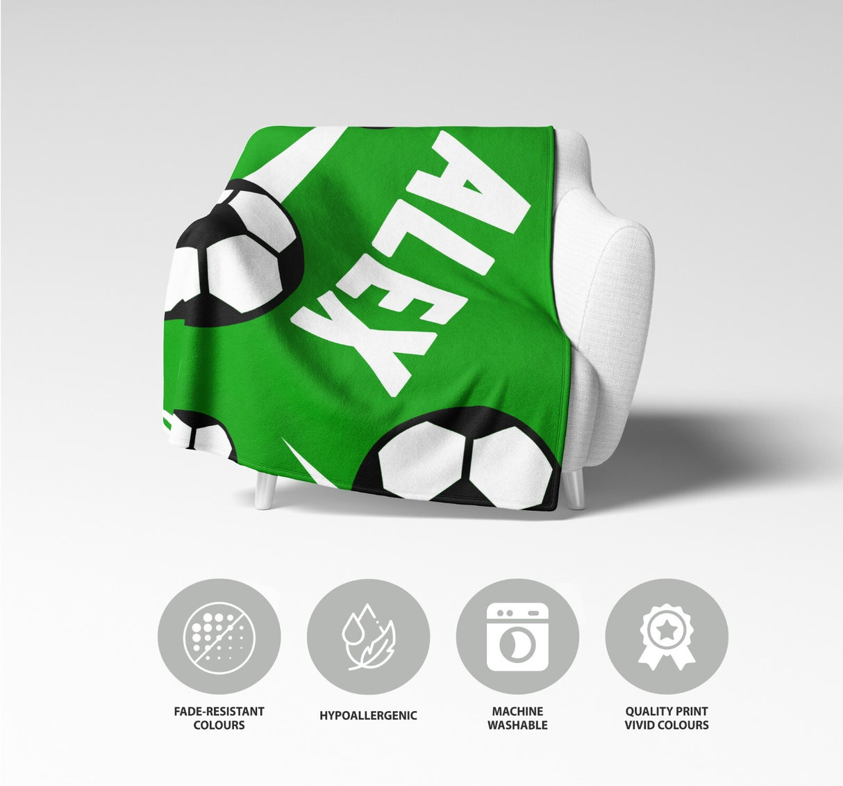 Personalised Custom Name Football Strike Soft Warm Fleece Blanket Decoration