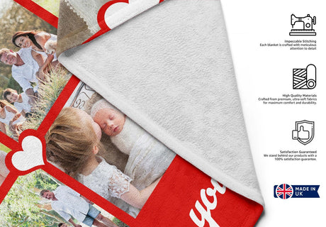 Upload Your Own Photos Mother's Day Soft Warm Fleece Memory Blanket Throw Decor