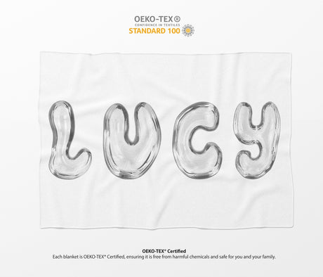 Personalised 3D Bubble Name Text Font Novelty Soft Fleece Mink Blanket Gift De