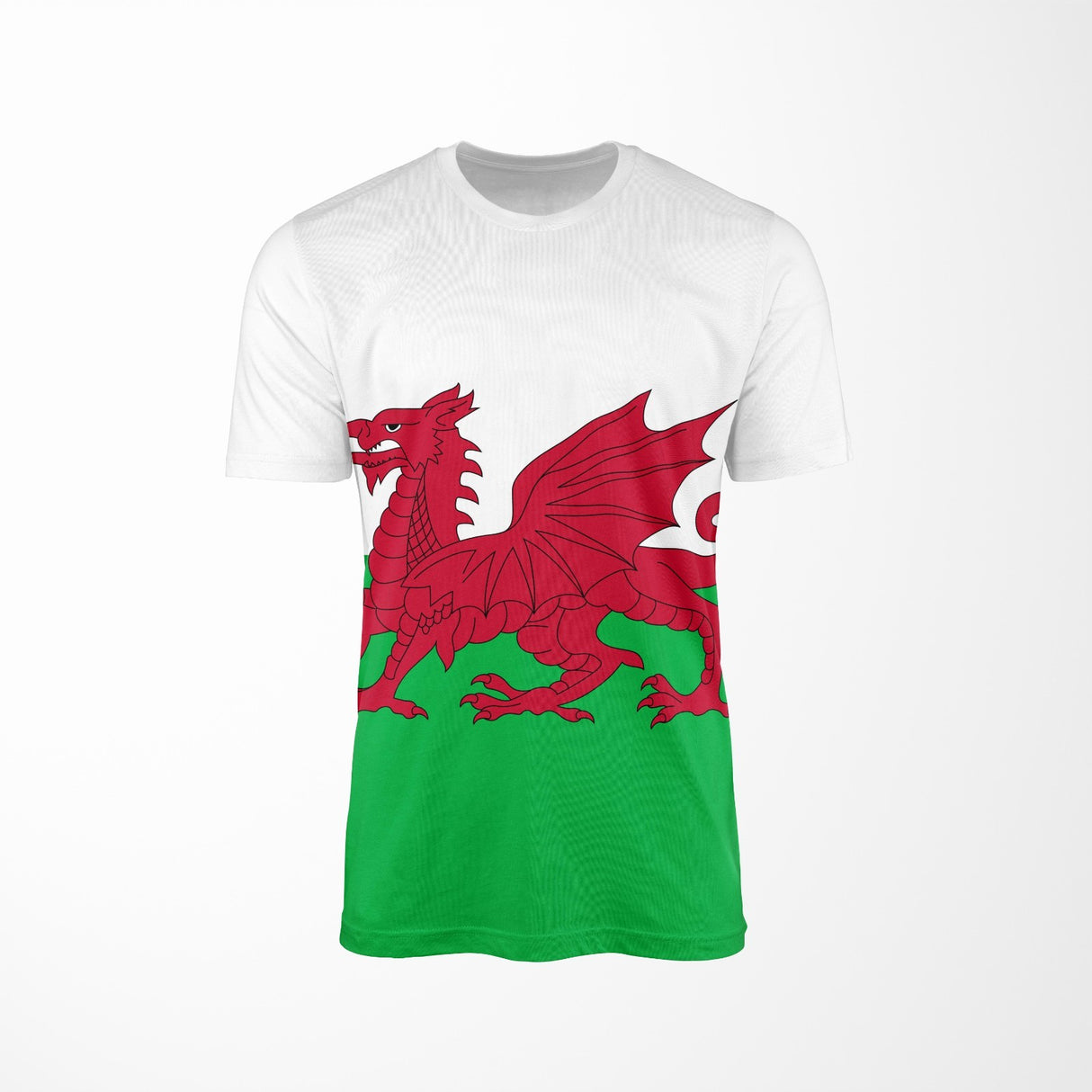 Custom Welsh Dragon Flag T-Shirt All Over Print Unisex Patriotic Tee Gift