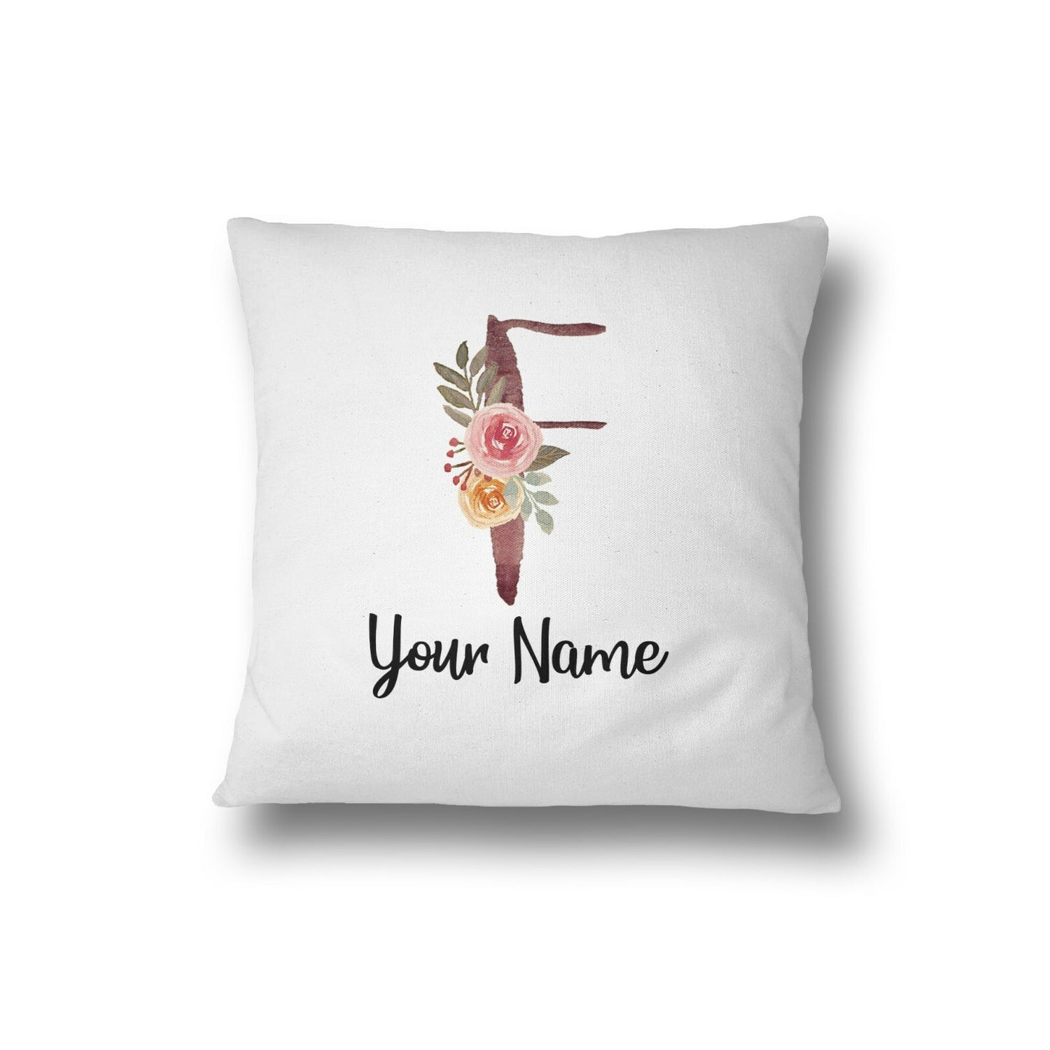 Personalised Floral Watercolour Hand Paint Effect Alphabet Floral Name Cushion