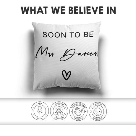 Soon To Be Love Personalised Wedding Gift Print Soft Square Filled Cushion Throw