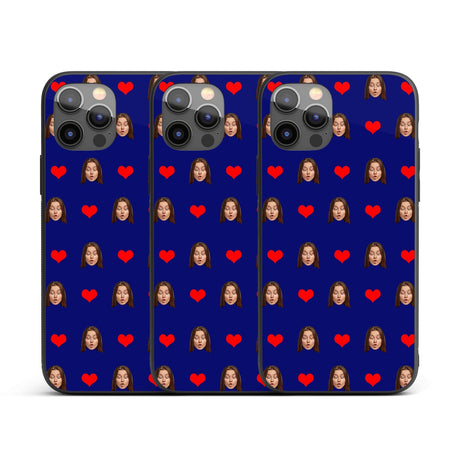 Face Cut Out All Over With Heart Personalised Custom - Printed iPhone Black Case