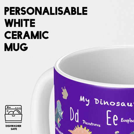 Dinosaur Alphabet Personalised Custom  Print Coffee Tea Mug Coaster Gift Him Her