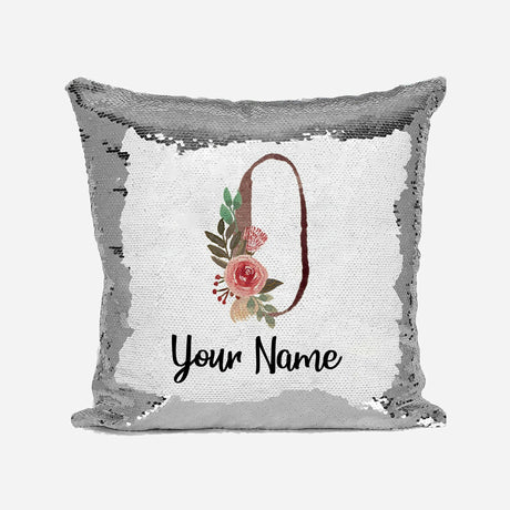 Personalised Floral Watercolour Effect Alphabet Sequin Magic Cushion + Pillow