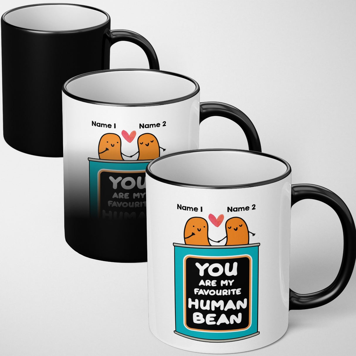 Personalised  Human Bean Heat Sensitive Magic Colour Changing Mug Novelty Cup