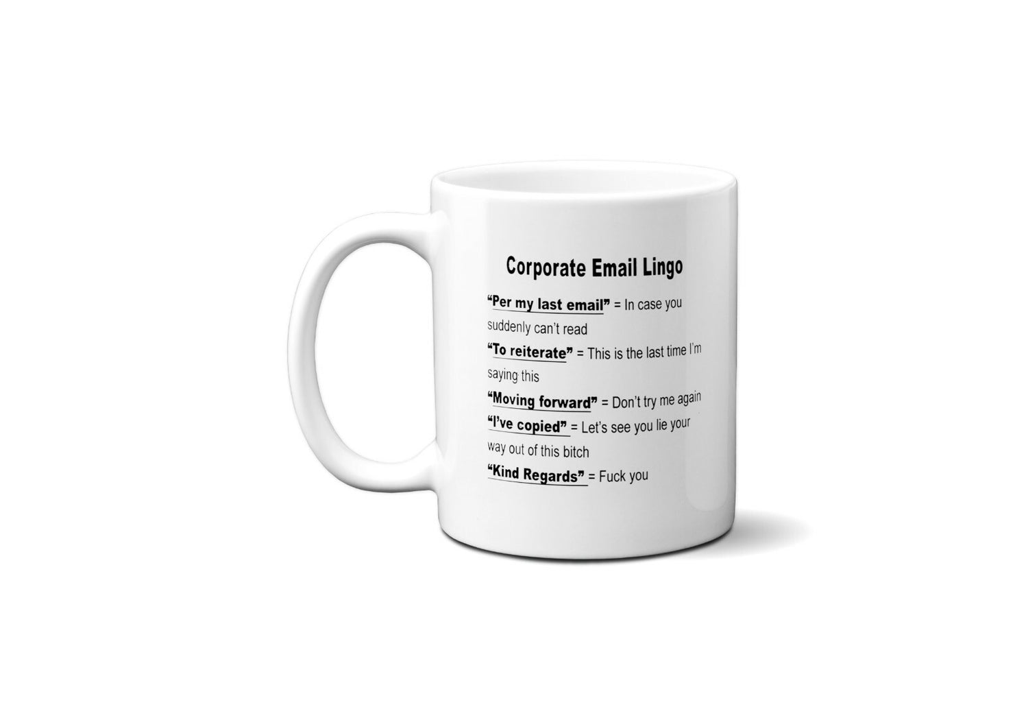 Corporate Email Office Words Lingo Coffee Tea Mug Gift 11oz Ceramic Mug