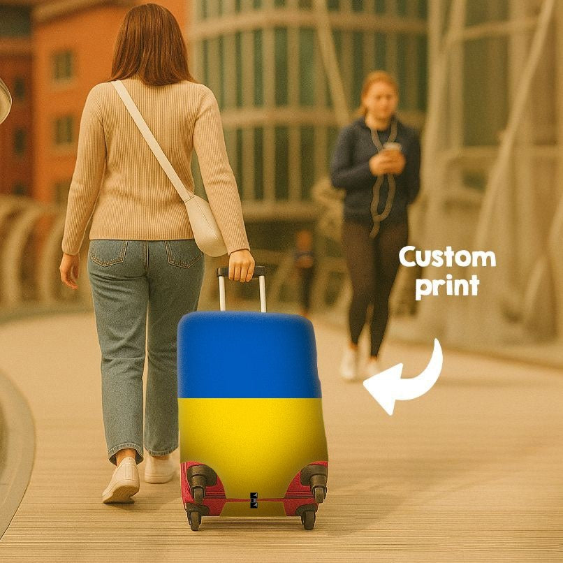 Ukraine Flag Suitcase Cover - Travel Gift Stretch Fit Luggage Protector Custom