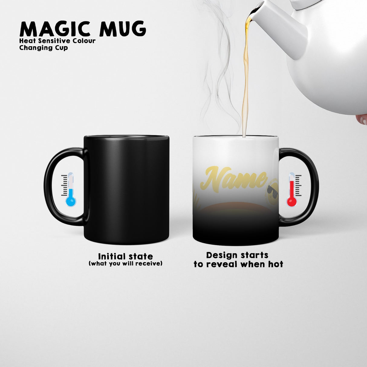 Summer Kids Personalised Custom Name Heat Sensitive Magic Colour Changing Mug