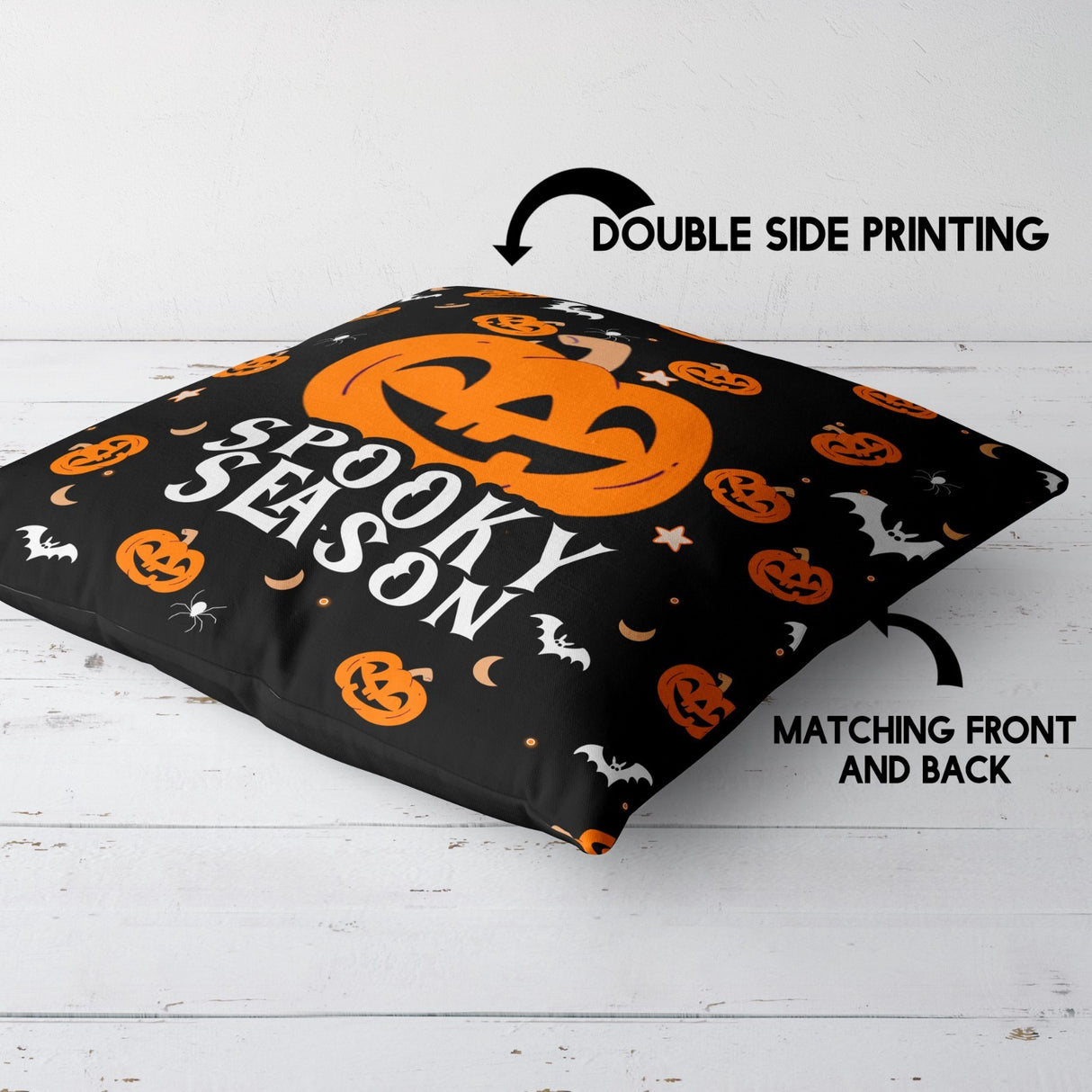 Spooky Season Halloween Custom Colour Square Fill Zip Close Cushion Throw Gift