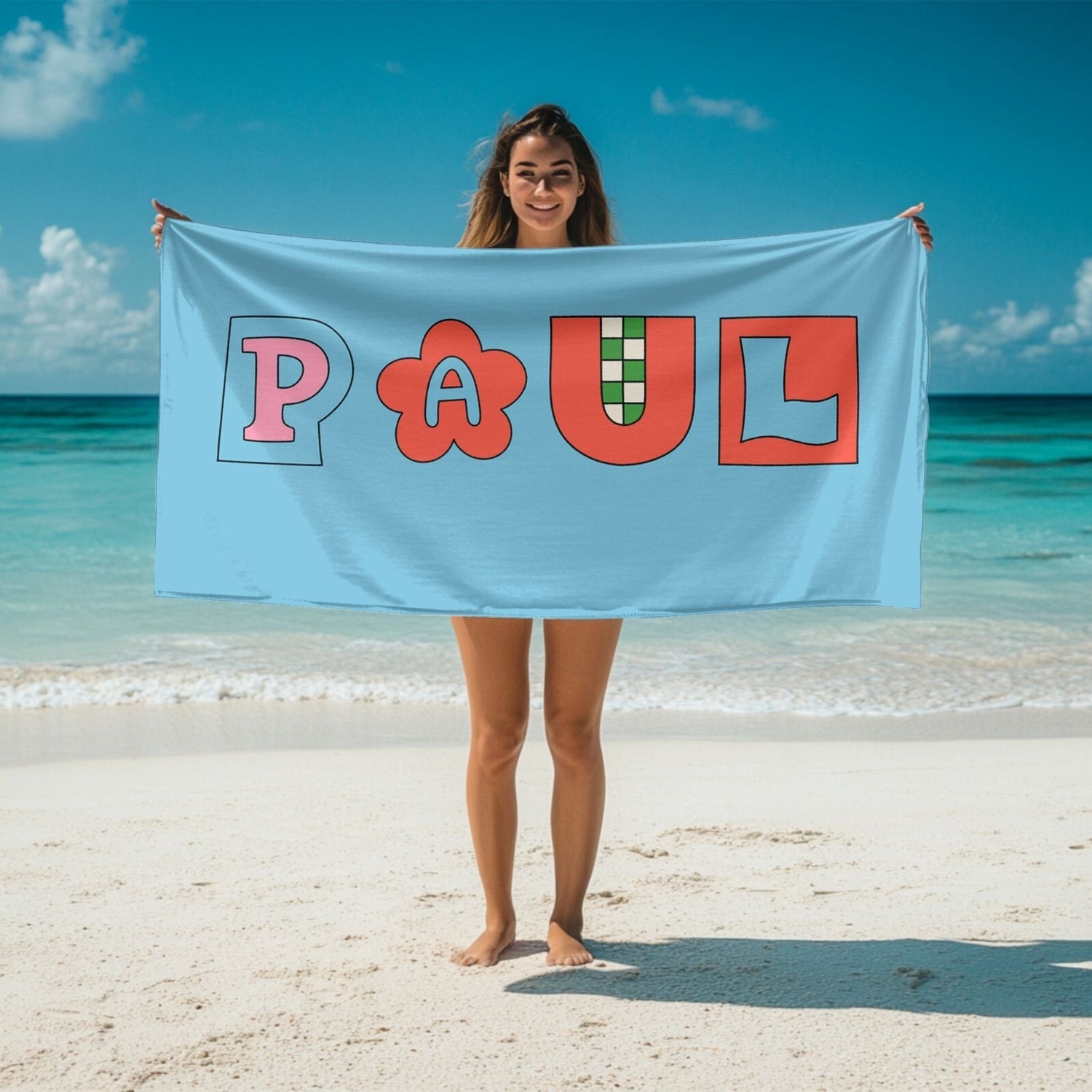 Personalised Ransom Note Cut Out Custom Colour Absorbent Beach Bath Sheet Towel