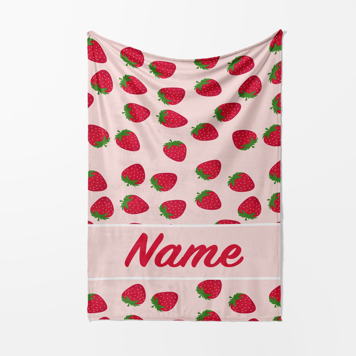 Personalised Custom Name Colour Strawberries Soft Warm Fleece Blanket Decoration