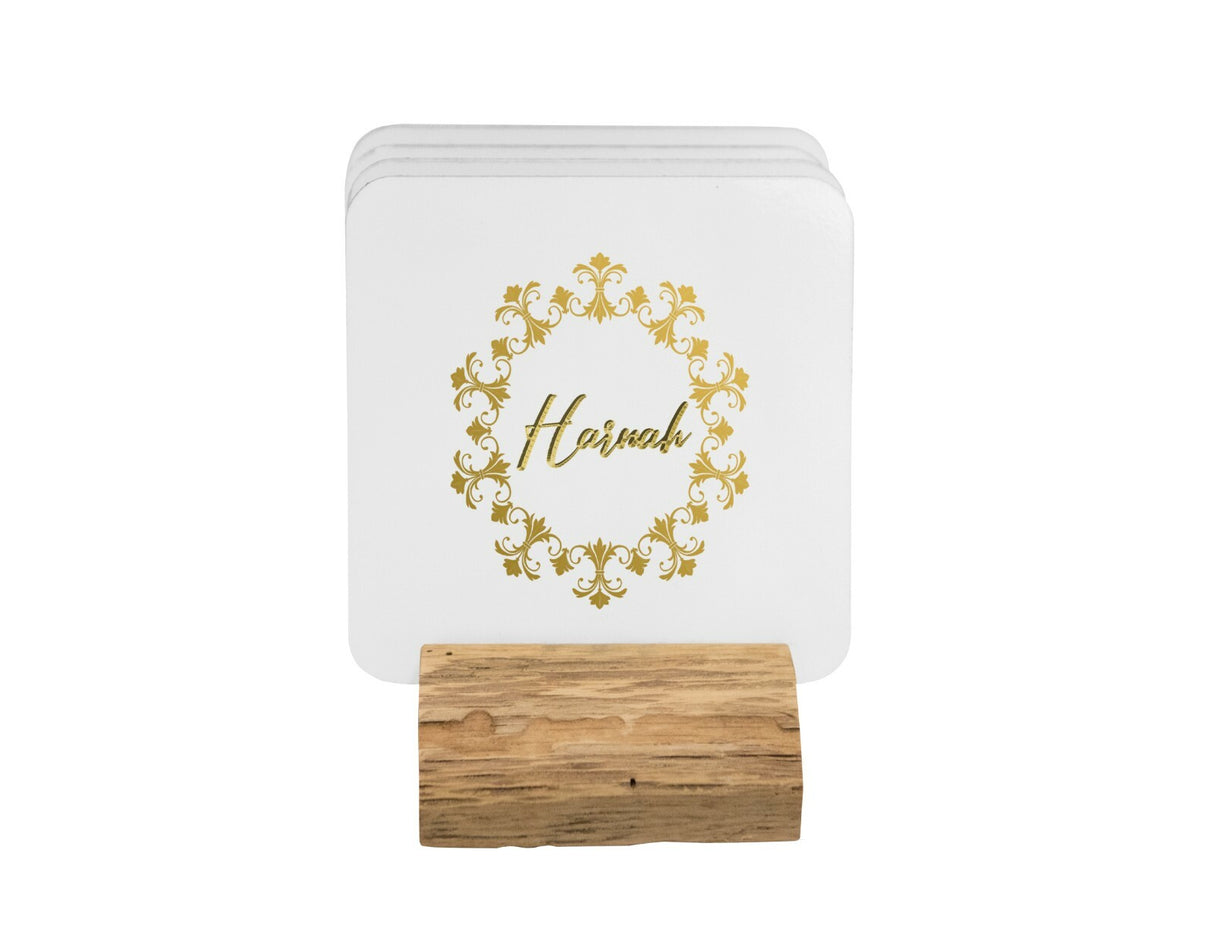 Personalised Name Wreath Gold Coffee Tea Mug Gift 11oz Mug + Coaster