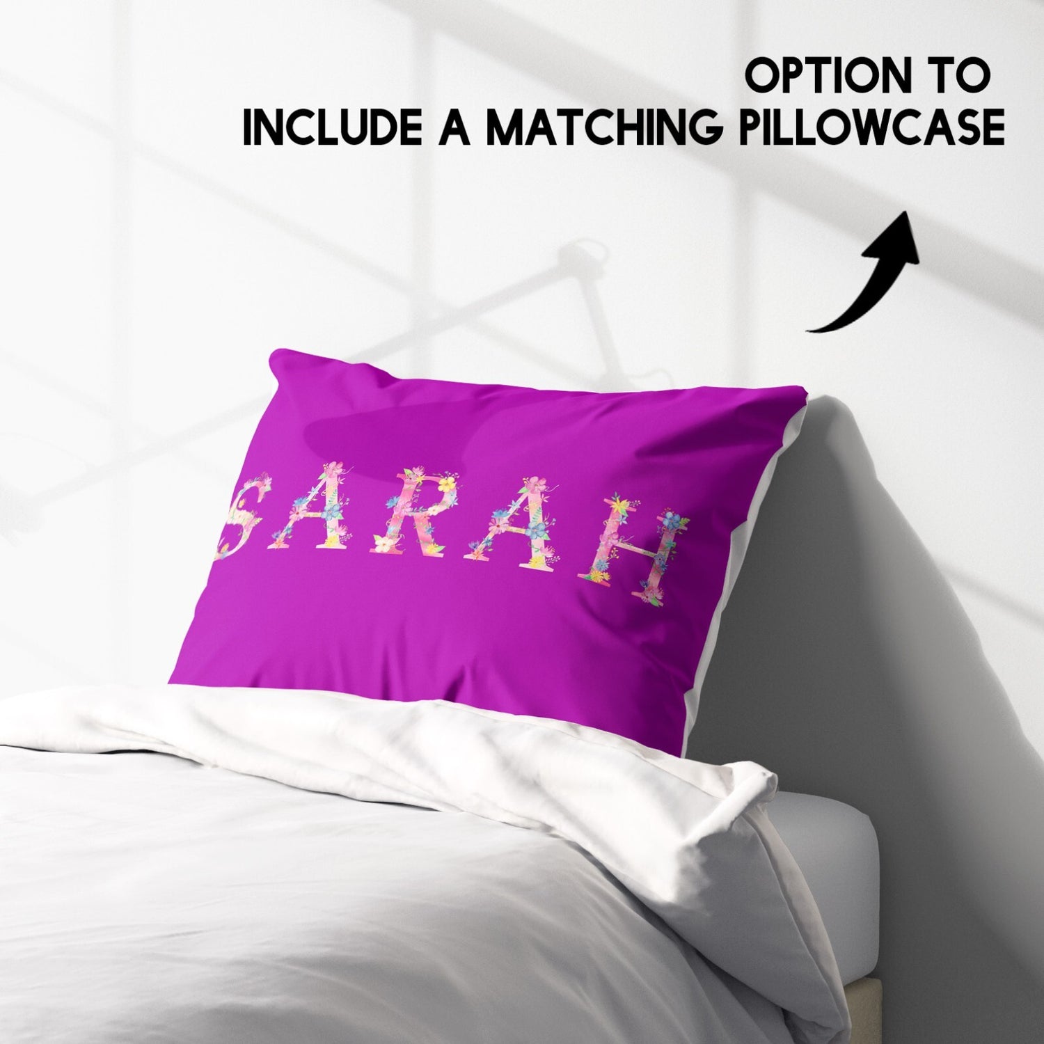 Personalised Pink Floral Alphabet Font Soft Single Size Novelty Bed Duvet Cover