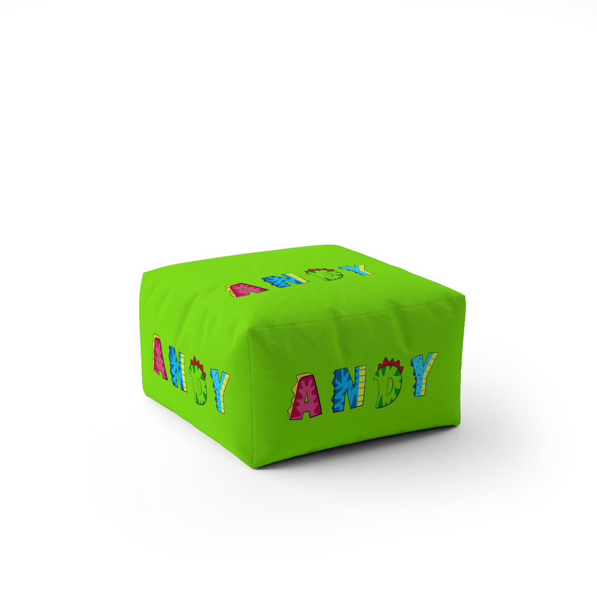 Personalised Name Dinosaur Alphabet Font Ottoman Filled Pouffe Washable Cover