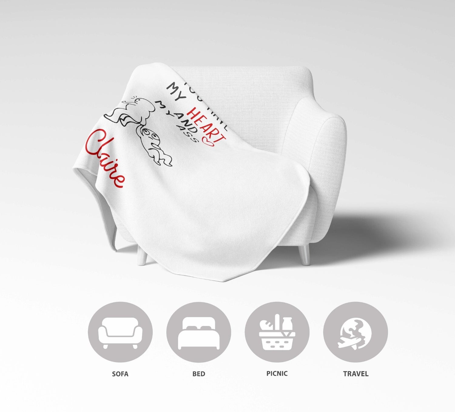 You Have My Heart Personalised Name Valentines Love Fleece Mink Blanket Decor