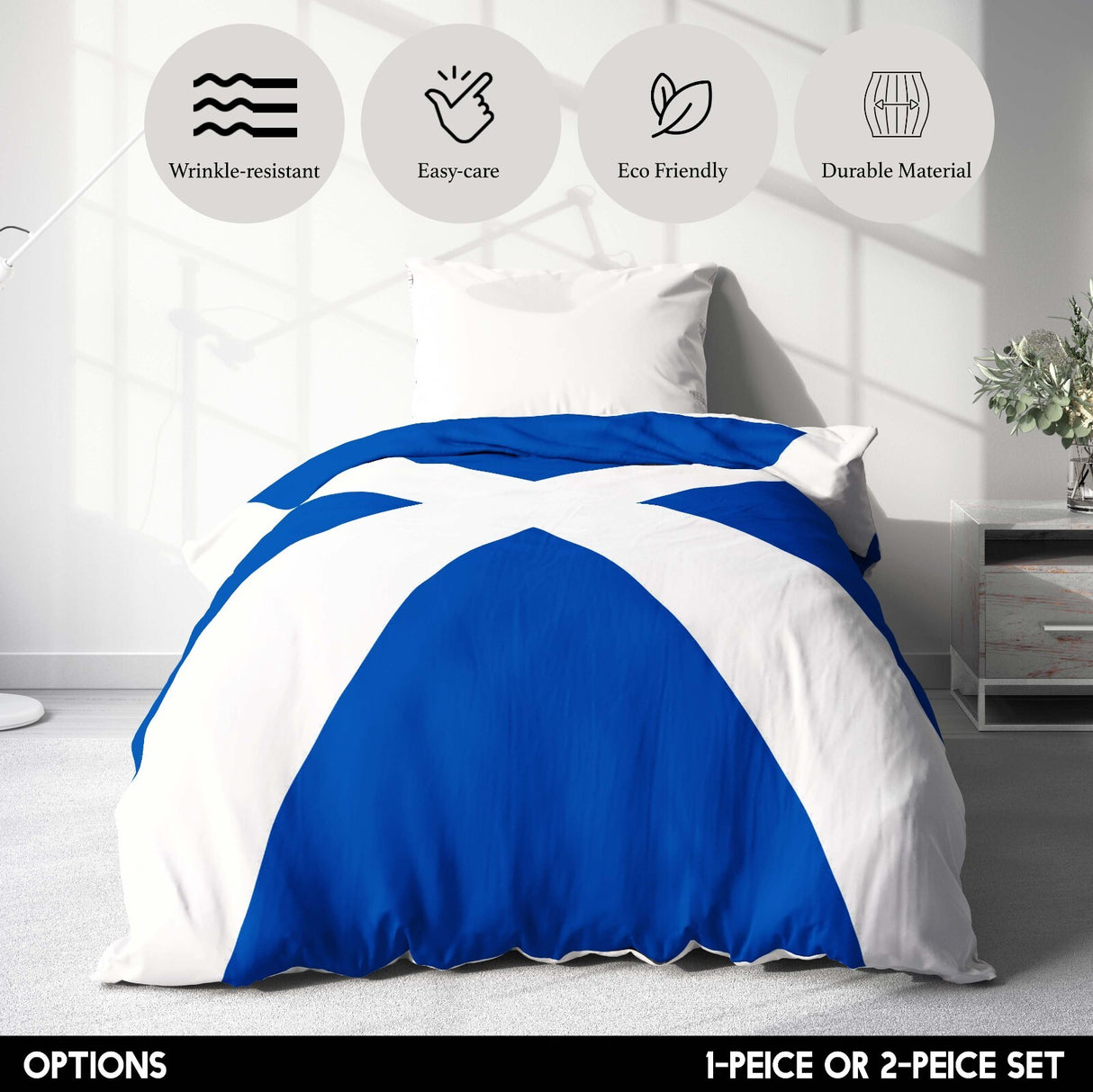 Scotland Flag Scottish Cross Single Size Bed Duvet Cover Quilt + Pillowcase Set