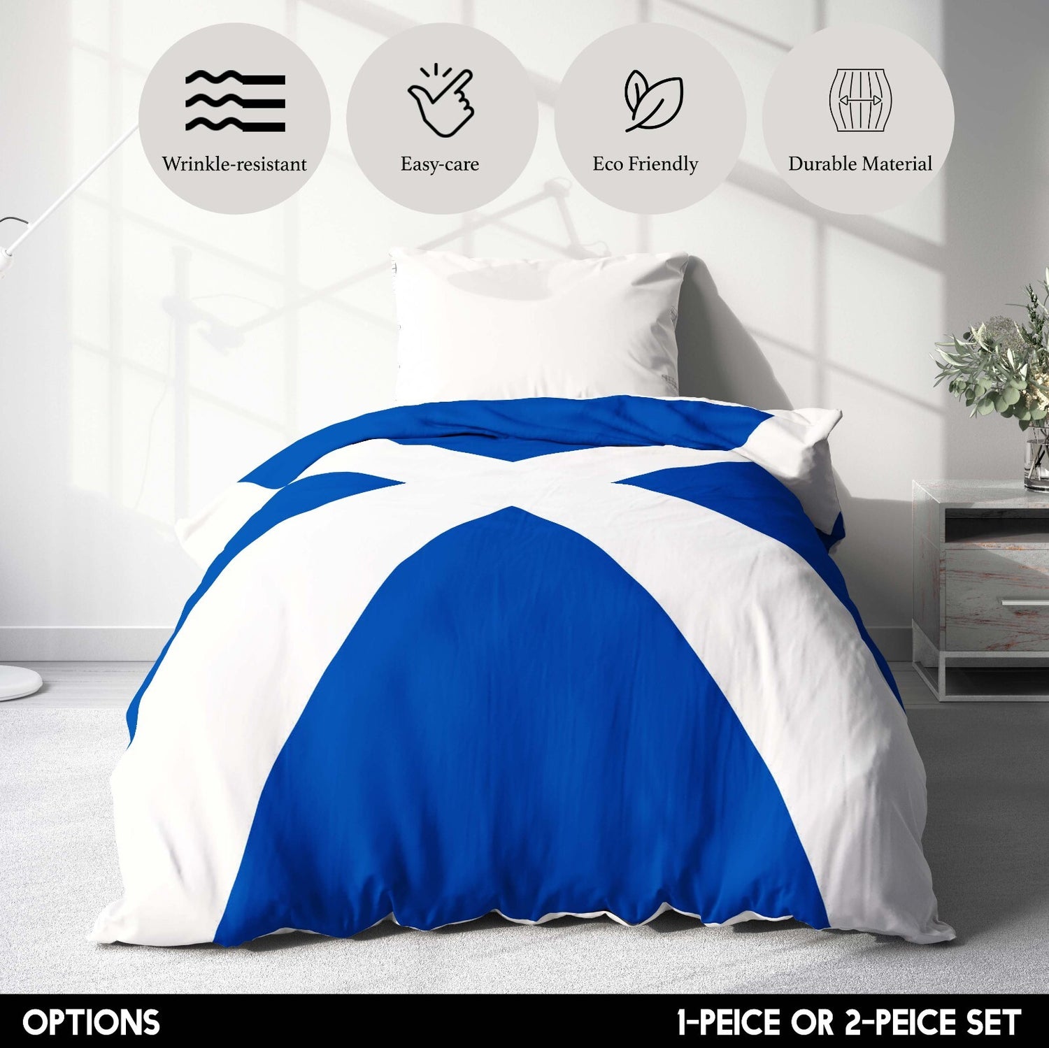 Scotland Flag Scottish Cross Single Size Bed Duvet Cover Quilt + Pillowcase Set