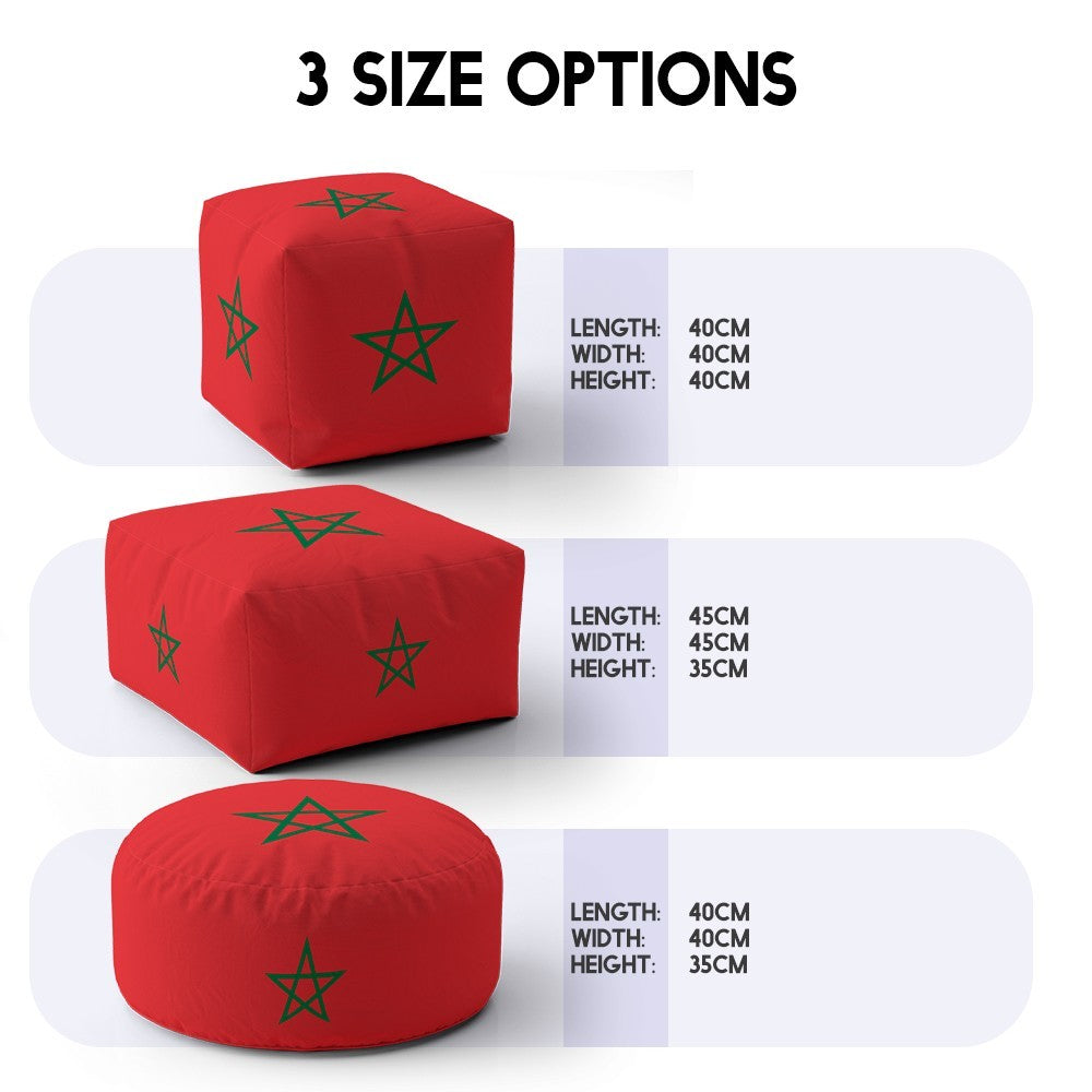 Morocco Flag Moroccan Ottoman Filled Pouffe Footrest Washable Cover Custom Gift